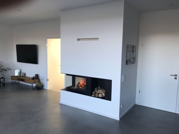 HEAT R/L 3g L 65.51.40.01(21) - teplovzdušná rohová krbová vložka s výsuvnými dvierkami a s ohýbaným (deleným) sklom