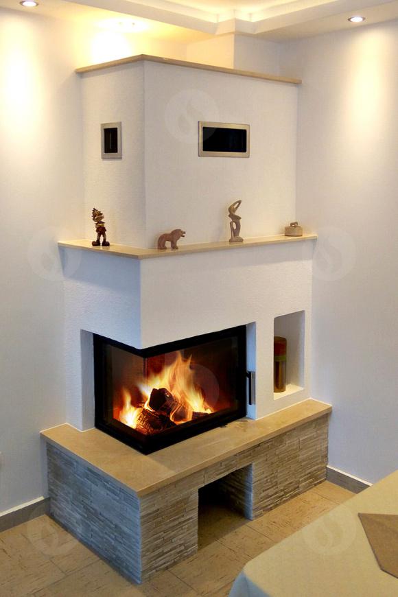 HEAT R/L 2g S 65.51.40.01(21) - teplovzdušná rohová krbová vložka s ohýbaným (deleným) sklom