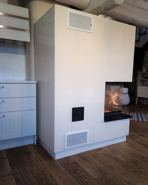 HEAT R/L 3g L 65.51.40.01(21) - teplovzdušná rohová krbová vložka s výsuvnými dvierkami a s ohýbaným (deleným) sklom